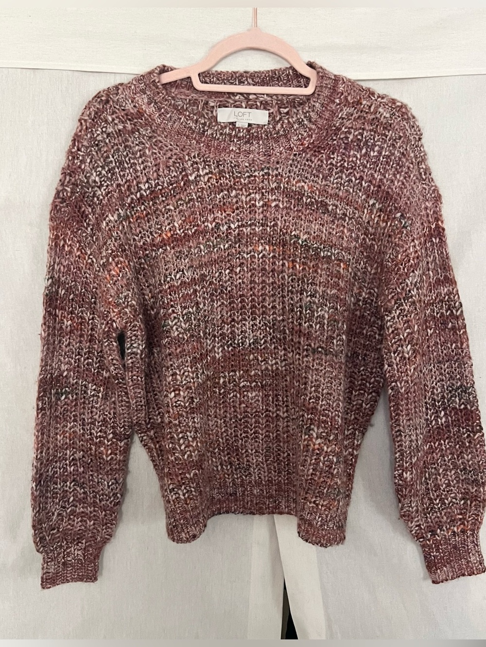 LOFT Italian Yarn Marled Chunky Crewneck Pullover Sweater